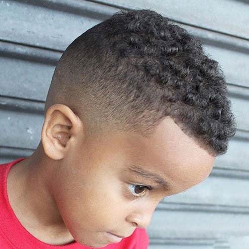 Mid Fade with Edge Up and Curly Hair