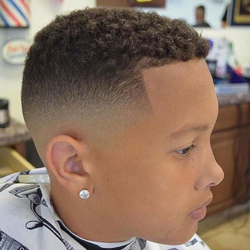 Mid Skin Fade with Shape Up and Short Curls
