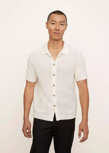 Vince Crochet Short Sleeve Button Down Shirt men's fall fashion guide