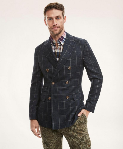 Brooks Brothers Regent Double-Breasted Windowpane Sport Coat men's fall fashion