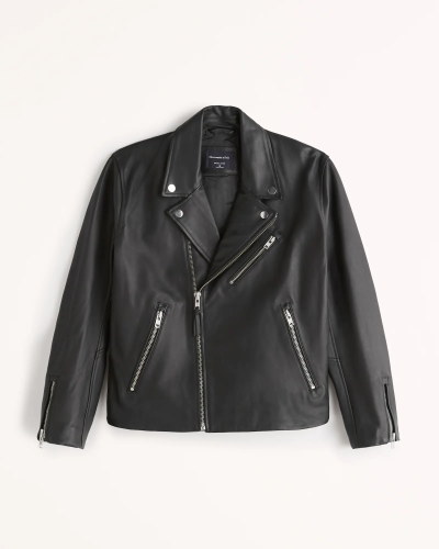 Abercrombie Genuine Leather Biker Jacket men's fall fashion guide