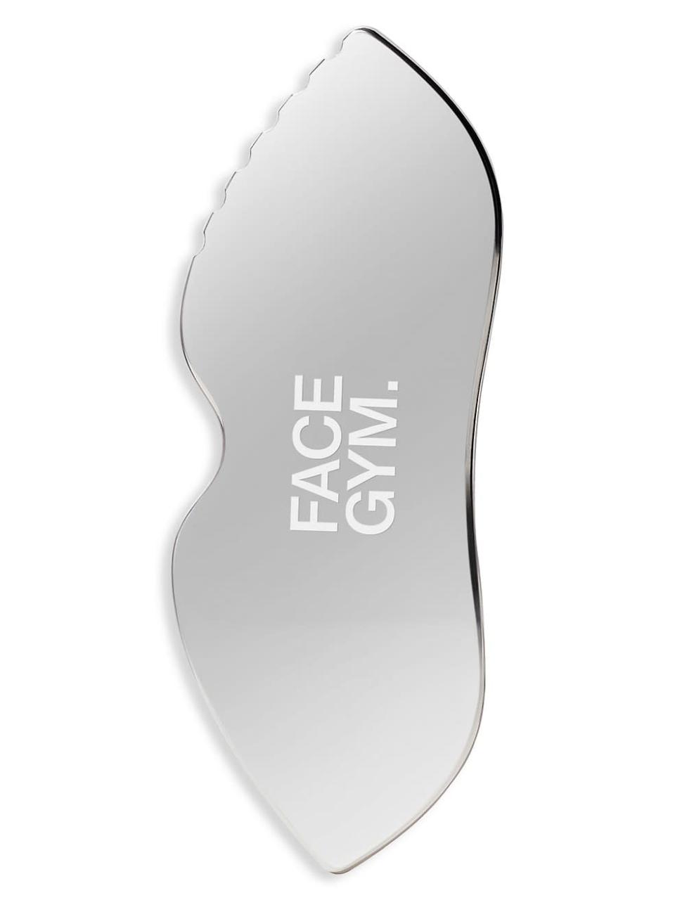 <h2>FaceGym Multi-Sculpt Gua Sha Tool</h2><br>Traditional jade and rose quartz gua sha get a modern makeover with FaceGym's medical-grade stainless steel version, which features various grooves and edges to sculpt and contour facial muscles.<br><br><em>Shop <strong><a href="https://www.saksfifthavenue.com/brand/facegym" rel="nofollow noopener" target="_blank" data-ylk="slk:FaceGym" class="link ">FaceGym</a></strong></em><br><br><strong>FACEGYM</strong> Multi-Sculpt Gua Sha Tool, $, available at <a href="https://go.skimresources.com/?id=30283X879131&url=https%3A%2F%2Fwww.saksfifthavenue.com%2Fproduct%2Ffacegym-multi-sculpt-gua-sha-tool-0400014396383.html%3F" rel="nofollow noopener" target="_blank" data-ylk="slk:Saks Fifth Avenue" class="link ">Saks Fifth Avenue</a>