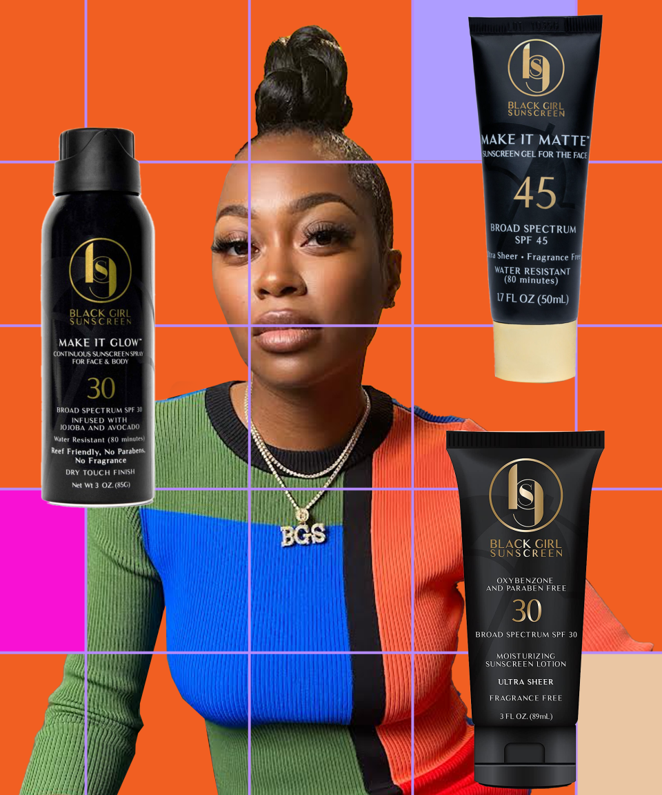 <h2>Shontay Lundy, <a href="https://www.ulta.com/brand/black-girl-sunscreen" rel="nofollow noopener" target="_blank" data-ylk="slk:Black Girl Sunscreen" class="link ">Black Girl Sunscreen</a></h2><br><strong>On the importance of shopping Black:</strong> “Black-owned brands are often overlooked and underfunded. You’re helping boost the economy with a meaningful purchase — you’re not just buying a product or service from a Black person. You’re investing in the empowerment of others and uplifting the community.”<br><br><strong>Her product picks:</strong> “I'm an adventurer and a woman of the sun. <a href="http://pubads.g.doubleclick.net/gampad/clk?id=6094398946&iu=/16916245/oo_web/r29" rel="nofollow noopener" target="_blank" data-ylk="slk:Make It Glow SPF 30" class="link ">Make It Glow SPF 30</a> is travel-friendly, sleek, and fits nicely in my carry-on, so I'm able to own my glow on-the-go. <a href="http://pubads.g.doubleclick.net/gampad/clk?id=6094398943&iu=/16916245/oo_web/r29" rel="nofollow noopener" target="_blank" data-ylk="slk:Moisturizing Sunscreen Lotion SPF 30" class="link ">Moisturizing Sunscreen Lotion SPF 30</a> is another one of my favorites; I love it because the glow is real, and it’s perfect for that person who wants instant radiance on makeup-free days. Lastly, my <a href="http://pubads.g.doubleclick.net/gampad/clk?id=6094398934&iu=/16916245/oo_web/r29" rel="nofollow noopener" target="_blank" data-ylk="slk:Make it Matte Sunscreen SPF 45" class="link ">Make it Matte Sunscreen SPF 45</a> is great for anyone who wants sun protection <em>without</em> the glow. It leaves behind a soft, healthy-looking matte finish, and it keeps your skin shine-free throughout the day.”<br><br><strong>Black Girl Sunscreen</strong> Make It Glow SPF30, $, available at <a href="https://go.skimresources.com/?id=30283X879131&url=https%3A%2F%2Fpubads.g.doubleclick.net%2Fgampad%2Fclk%3Fid%3D6094398946%26iu%3D%2F16916245%2Foo_web%2Fr29" rel="nofollow noopener" target="_blank" data-ylk="slk:Ulta Beauty" class="link ">Ulta Beauty</a><br><br><strong>Black Girl Sunscreen</strong> Make It Matte Sunscreen SPF 45, $, available at <a href="https://go.skimresources.com/?id=30283X879131&url=https%3A%2F%2Fpubads.g.doubleclick.net%2Fgampad%2Fclk%3Fid%3D6094398934%26iu%3D%2F16916245%2Foo_web%2Fr29" rel="nofollow noopener" target="_blank" data-ylk="slk:Ulta Beauty" class="link ">Ulta Beauty</a><br><br><strong>Black Girl Sunscreen</strong> Moisturizing Sunscreen Lotion SPF 30, $, available at <a href="https://go.skimresources.com/?id=30283X879131&url=https%3A%2F%2Fpubads.g.doubleclick.net%2Fgampad%2Fclk%3Fid%3D6094398943%26iu%3D%2F16916245%2Foo_web%2Fr29" rel="nofollow noopener" target="_blank" data-ylk="slk:Ulta Beauty" class="link ">Ulta Beauty</a>