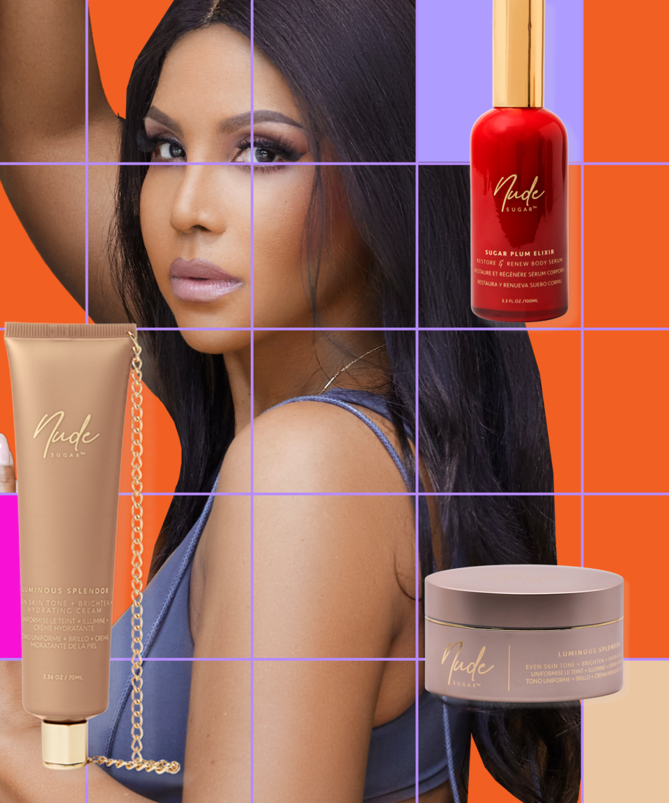 <h2>Toni Braxton, <a href="https://www.ulta.com/brand/nude-sugar" rel="nofollow noopener" target="_blank" data-ylk="slk:Nude Sugar" class="link ">Nude Sugar</a></h2> <br><strong>On the importance of shopping Black:</strong> “It’s really energizing to feel the continued focus on Black-owned businesses. There was [a lot of focus on them] when the world experienced the many social justice movements of the last few years, and it’s good to see that support continue. It’s [also] been my special honor to be part of the <a href="https://www.ulta.com/investor/news-events/press-releases/detail/144/ulta-beauty-announces-2022-diversity-equity-and-inclusion" rel="nofollow noopener" target="_blank" data-ylk="slk:Ulta Beauty Fifteen Percent Pledge" class="link ">Ulta Beauty Fifteen Percent Pledge</a>. It has allowed me to present my very special luxury body-care brand to a wide audience.” <br><br><strong>Her product picks:</strong> “<a href="http://pubads.g.doubleclick.net/gampad/clk?id=6094398136&iu=/16916245/oo_web/r29" rel="nofollow noopener" target="_blank" data-ylk="slk:Luminous Splendor" class="link ">Luminous Splendor</a> is my favorite from our body cream lineup. While I love all my creations, Luminous Splendor gives that extra something: It moisturizes, refines, and smooths the skin, helping to perfect it and even out the texture. The secret ingredient is glycolic acid, and we did it at a full 6%, so that it actually works. And I love the <a href="http://pubads.g.doubleclick.net/gampad/clk?id=6094398931&iu=/16916245/oo_web/r29" rel="nofollow noopener" target="_blank" data-ylk="slk:Sugar Plum Elixir Restore & Renew Body Serum" class="link ">Sugar Plum Elixir Restore & Renew Body Serum</a> — it’s the accelerator to all of my creams. It helps assist them to penetrate deeper and adds its own skin-loving benefits, too.”<br><br><strong>Nude Sugar</strong> Travel Size The Creém, $, available at <a href="https://go.skimresources.com/?id=30283X879131&url=https%3A%2F%2Fpubads.g.doubleclick.net%2Fgampad%2Fclk%3Fid%3D6094398928%26iu%3D%2F16916245%2Foo_web%2Fr29" rel="nofollow noopener" target="_blank" data-ylk="slk:Ulta Beauty" class="link ">Ulta Beauty</a><br><br><strong>Nude Sugar</strong> Sugar Plum Elixir Restore & Renew Body Serum, $, available at <a href="https://go.skimresources.com/?id=30283X879131&url=https%3A%2F%2Fpubads.g.doubleclick.net%2Fgampad%2Fclk%3Fid%3D6094398931%26iu%3D%2F16916245%2Foo_web%2Fr29" rel="nofollow noopener" target="_blank" data-ylk="slk:Ulta Beauty" class="link ">Ulta Beauty</a><br><br><strong>Nude Sugar</strong> Luminous Splendor, $, available at <a href="https://go.skimresources.com/?id=30283X879131&url=https%3A%2F%2Fpubads.g.doubleclick.net%2Fgampad%2Fclk%3Fid%3D6094398136%26iu%3D%2F16916245%2Foo_web%2Fr29" rel="nofollow noopener" target="_blank" data-ylk="slk:Ulta Beauty" class="link ">Ulta Beauty</a>