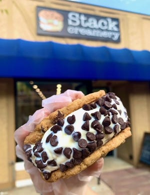 Ice cream sandwitch from Stack Creamery in Morristown.