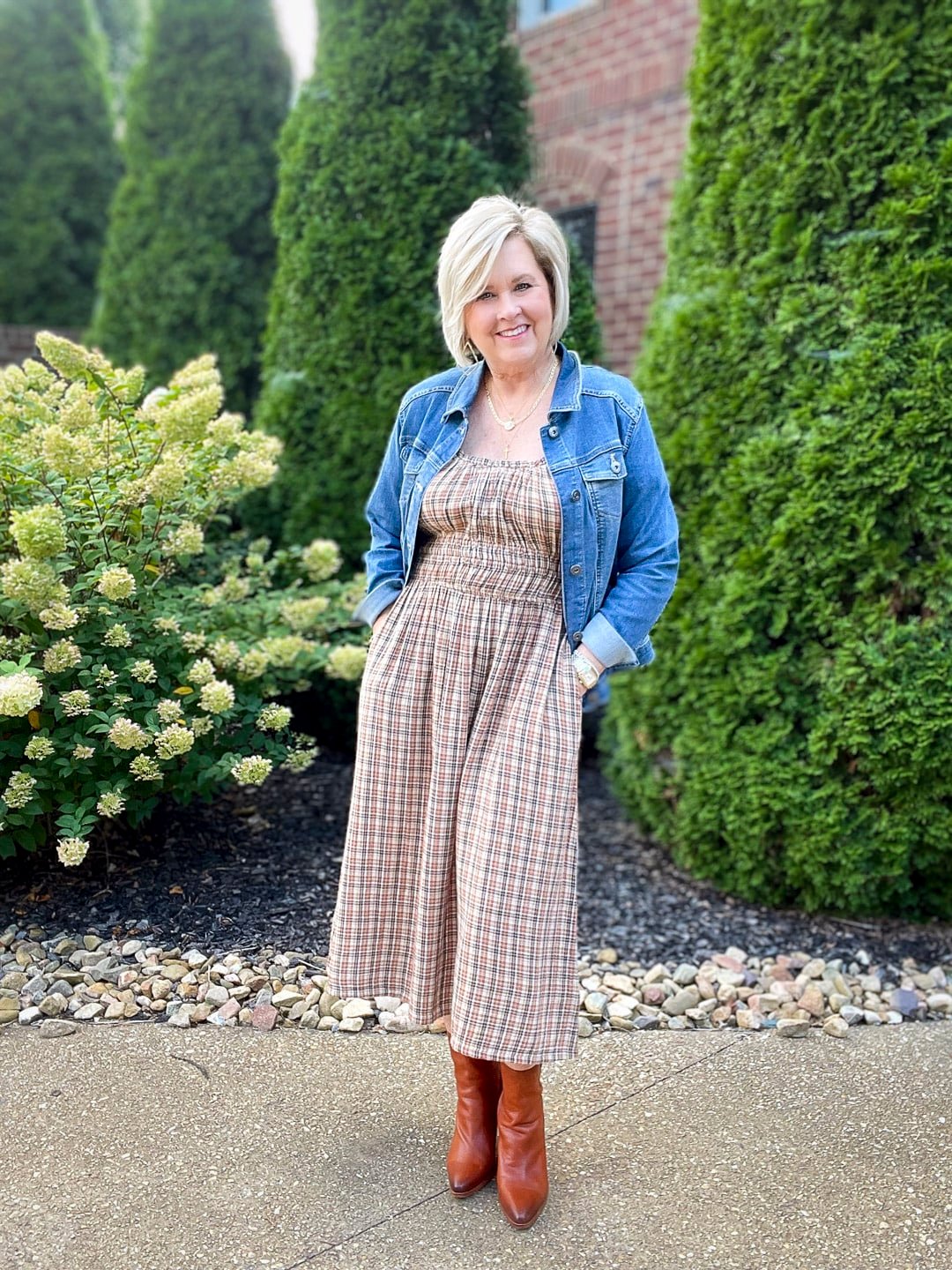 Over 40 Fashion Blogger, Tania Stephens is styling Old Navy Fall Dresses with western boots14