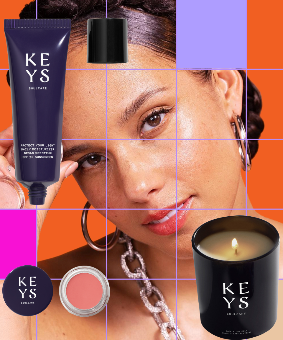 <h2>Alicia Keys, <a href="https://www.ulta.com/brand/keys-soulcare" rel="nofollow noopener" target="_blank" data-ylk="slk:Keys Soulcare" class="link ">Keys Soulcare</a></h2><br><strong>On the importance of shopping Black:</strong> “There’s a really beautiful ripple effect that happens when you support a business by buying their products. You’re helping that business stay alive and thrive. You’re also helping to sustain jobs within that business or even create new jobs. You’re being a part of a cultural shift, and I just love celebrating Black entrepreneurship and diversity within our beauty community. We need more of that.”<br><br><strong>Her product picks:</strong> “I love our new <a href="http://pubads.g.doubleclick.net/gampad/clk?id=6094398925&iu=/16916245/oo_web/r29" rel="nofollow noopener" target="_blank" data-ylk="slk:Protect Your Light Daily Moisturizer Broad Spectrum SPF 30 Sunscreen" class="link ">Protect Your Light Daily Moisturizer Broad Spectrum SPF 30 Sunscreen</a> because SPF protection is so important for the health of your skin. The affirmation that we paired with this is ‘I protect my inner light,’ and it’s such a beautiful reminder that I recite to myself when applying it. It’s lightweight, invisible on all skin tones, and not greasy — perfect for everyday. Next, I’d choose our <a href="http://pubads.g.doubleclick.net/gampad/clk?id=6094398130&iu=/16916245/oo_web/r29" rel="nofollow noopener" target="_blank" data-ylk="slk:Sheer Flush Cheek Tint" class="link ">Sheer Flush Cheek Tint</a>, a makeup-skin-care hybrid with eight gorgeous shades, featuring hydrating sunflower seed oil. It’s so good for your skin, which was really important to me when creating this. I usually like a sheer flush of color, but the great thing about these is that they’re buildable, so you can go all out and shine at full wattage if you want to. And our <a href="http://pubads.g.doubleclick.net/gampad/clk?id=6094398133&iu=/16916245/oo_web/r29" rel="nofollow noopener" target="_blank" data-ylk="slk:Sage + Oat Milk Candle" class="link ">Sage + Oat Milk Candle</a> is another favorite. I love a good candle for when I’m practicing my morning and evening rituals, or even when I’m on tour. I love to light this candle and really set the vibes. The sage is so relaxing.”<br><br><strong>Keys Soulcare</strong> Sheer Flush Cheek Tint, $, available at <a href="https://go.skimresources.com/?id=30283X879131&url=https%3A%2F%2Fpubads.g.doubleclick.net%2Fgampad%2Fclk%3Fid%3D6094398130%26iu%3D%2F16916245%2Foo_web%2Fr29" rel="nofollow noopener" target="_blank" data-ylk="slk:Ulta Beauty" class="link ">Ulta Beauty</a><br><br><strong>Keys Soulcare</strong> Protect Your Light Daily Moisturizer Broad Spectrum SPF, $, available at <a href="https://go.skimresources.com/?id=30283X879131&url=https%3A%2F%2Fpubads.g.doubleclick.net%2Fgampad%2Fclk%3Fid%3D6094398925%26iu%3D%2F16916245%2Foo_web%2Fr29" rel="nofollow noopener" target="_blank" data-ylk="slk:Ulta Beauty" class="link ">Ulta Beauty</a><br><br><strong>Keys Soulcare</strong> Sage + Oat Milk Candle, $, available at <a href="https://go.skimresources.com/?id=30283X879131&url=https%3A%2F%2Fpubads.g.doubleclick.net%2Fgampad%2Fclk%3Fid%3D6094398133%26iu%3D%2F16916245%2Foo_web%2Fr29" rel="nofollow noopener" target="_blank" data-ylk="slk:Ulta Beauty" class="link ">Ulta Beauty</a>