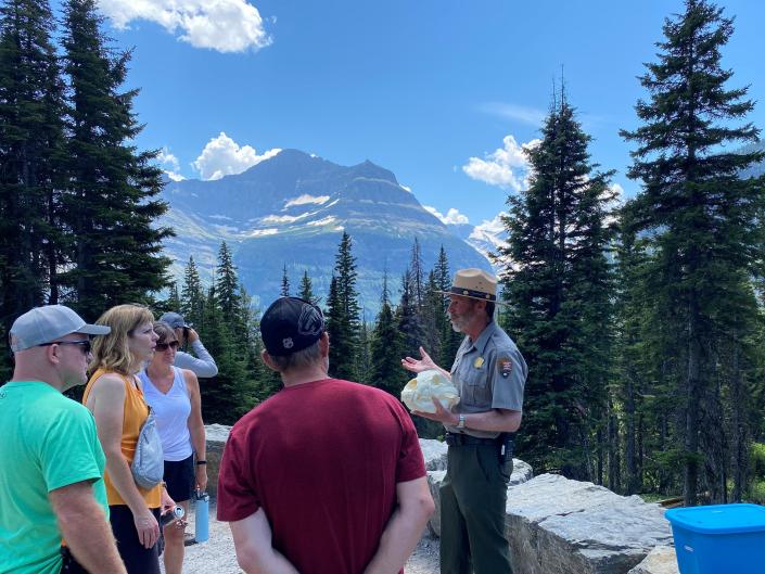 A ranger describes the wildlife found near Mount Jackson at Glacier National Park, Mont. The area supports black bears, mountain goats, bighorn sheep and deer.